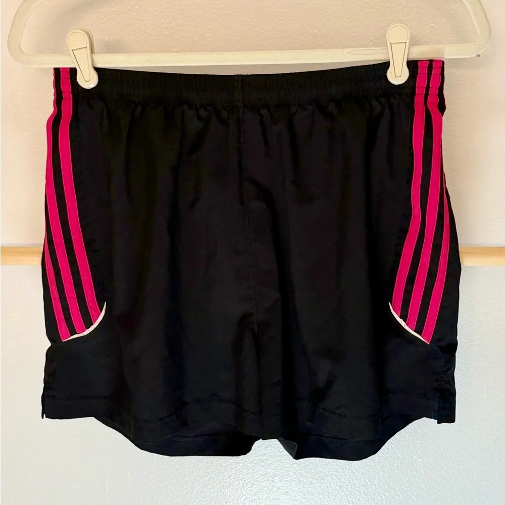 ADIDAS Women’s Climalite Running‎ Shorts Black w/Pink Stripes Size M